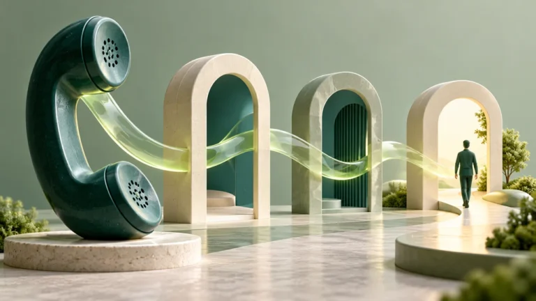 Illustration of a phone call moving through a customer enquiry journey